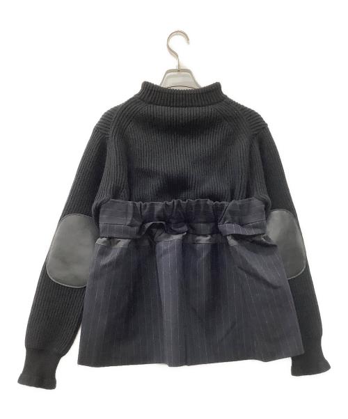 sacai（サカイ）sacai (サカイ) 22AW ウールニット × チョークストライプ プルオーバーセーター  ブラック サイズ:1の古着・服飾アイテム