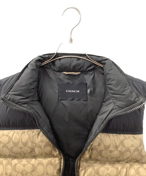 COACH（コーチ）COACH (コーチ) ダウンベスト ベージュ×ブラック サイズ:Lの古着・服飾アイテム