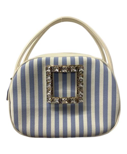 Roger Vivier（ロジェ ヴィヴィエ）Roger Vivier (ロジェ ヴィヴィエ) ヴィヴ レディバグ サマー ストライプ ストラス バックル バッグ ミニ ホワイト×スカイブルーの古着・服飾アイテム