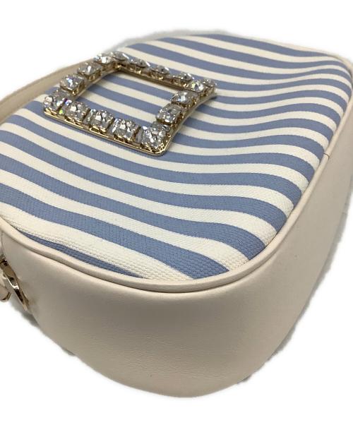 Roger Vivier（ロジェ ヴィヴィエ）Roger Vivier (ロジェ ヴィヴィエ) ヴィヴ レディバグ サマー ストライプ ストラス バックル バッグ ミニ ホワイト×スカイブルーの古着・服飾アイテム