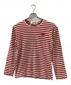 PLAY COMME des GARCONSプレイコムデギャルソン）の古着「長袖カットソー」｜レッド×ホワイト