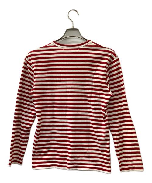 PLAY COMME des GARCONS（プレイコムデギャルソン）PLAY COMME des GARCONS (プレイコムデギャルソン) 長袖カットソー レッド×ホワイト サイズ:Mの古着・服飾アイテム