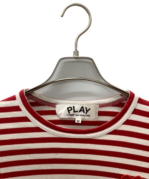 PLAY COMME des GARCONS（プレイコムデギャルソン）PLAY COMME des GARCONS (プレイコムデギャルソン) 長袖カットソー レッド×ホワイト サイズ:Mの古着・服飾アイテム