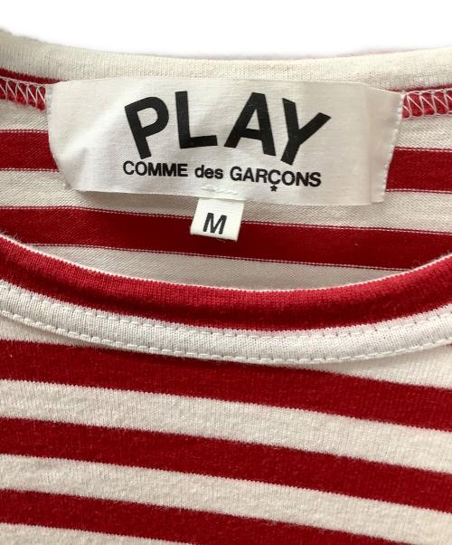 PLAY COMME des GARCONS（プレイコムデギャルソン）PLAY COMME des GARCONS (プレイコムデギャルソン) 長袖カットソー レッド×ホワイト サイズ:Mの古着・服飾アイテム
