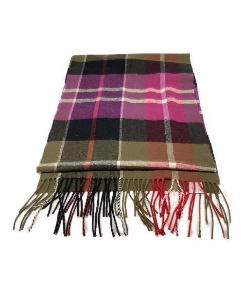 JOHNSTONS OF ELGIN（ジョンストンズオブエルガン）JOHNSTONS OF ELGIN (ジョンストンズオブエルガン) カシミヤマフラー パープル×ベージュの古着・服飾アイテム