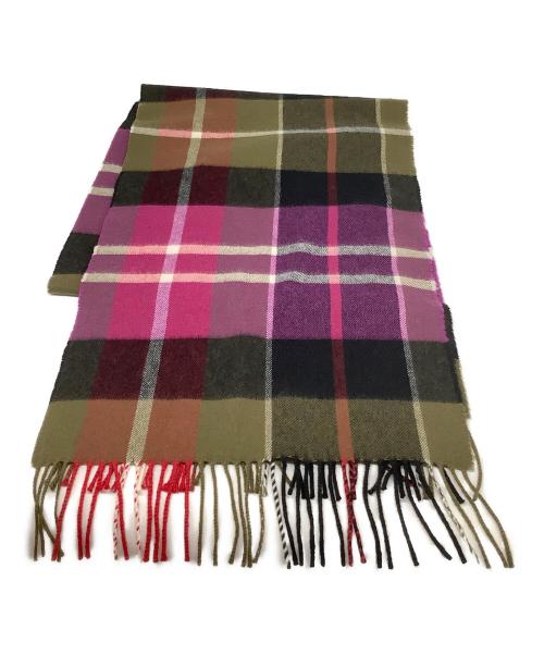 JOHNSTONS OF ELGIN（ジョンストンズオブエルガン）JOHNSTONS OF ELGIN (ジョンストンズオブエルガン) カシミヤマフラー パープル×ベージュの古着・服飾アイテム