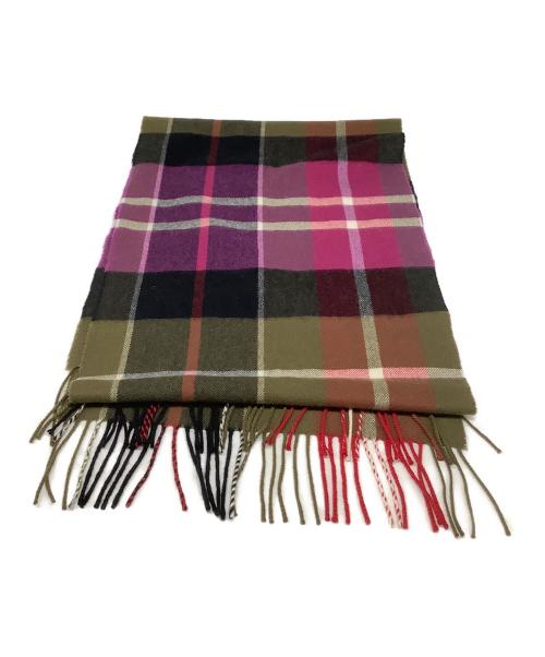 JOHNSTONS OF ELGIN（ジョンストンズオブエルガン）JOHNSTONS OF ELGIN (ジョンストンズオブエルガン) カシミヤマフラー パープル×ベージュの古着・服飾アイテム