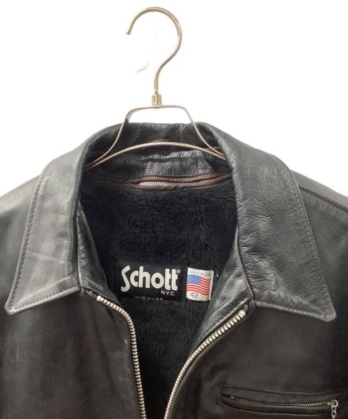 Schott（ショット）Schott (ショット) ライナー付きステアハイドレザーシングルライダースジャケット ブラック サイズ:42の古着・服飾アイテム