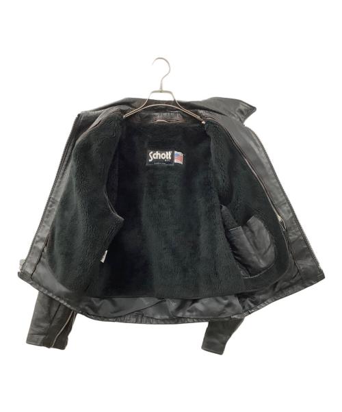 Schott（ショット）Schott (ショット) ライナー付きステアハイドレザーシングルライダースジャケット ブラック サイズ:42の古着・服飾アイテム