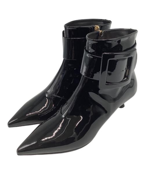 Roger Vivier（ロジェ ヴィヴィエ）Roger Vivier (ロジェ ヴィヴィエ) エナメルバックルショートブーツ ブラック サイズ:35の古着・服飾アイテム