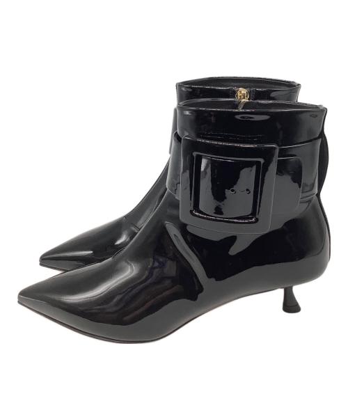 Roger Vivier（ロジェ ヴィヴィエ）Roger Vivier (ロジェ ヴィヴィエ) エナメルバックルショートブーツ ブラック サイズ:35の古着・服飾アイテム