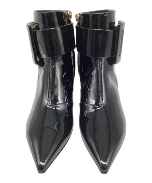 Roger Vivier（ロジェ ヴィヴィエ）Roger Vivier (ロジェ ヴィヴィエ) エナメルバックルショートブーツ ブラック サイズ:35の古着・服飾アイテム