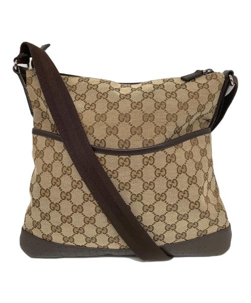 GUCCI（グッチ）GUCCI (グッチ) GGキャンバス 	ショルダーバッグ ブラウン×ベージュの古着・服飾アイテム