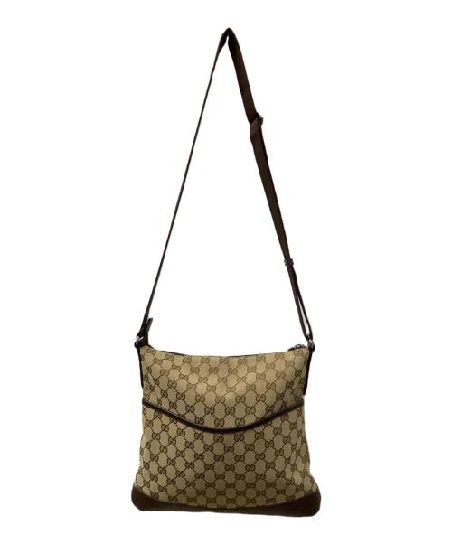GUCCI（グッチ）GUCCI (グッチ) GGキャンバス 	ショルダーバッグ ブラウン×ベージュの古着・服飾アイテム
