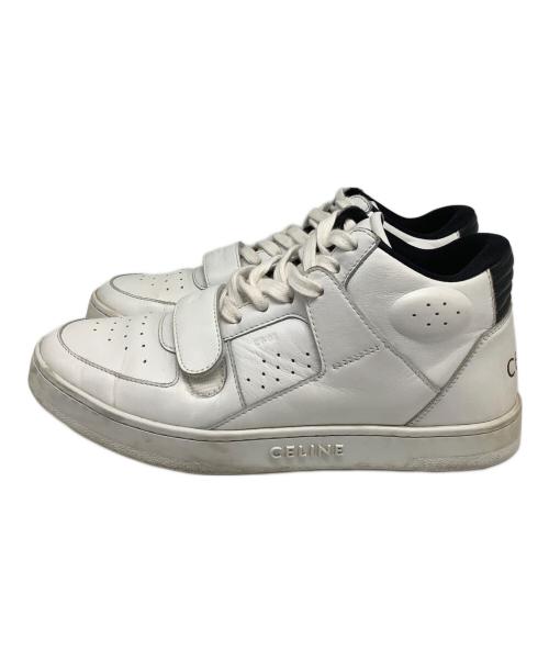 CELINE（セリーヌ）CELINE (セリーヌ) ベルクロストラップレザーミッドスニーカー ホワイト サイズ:40の古着・服飾アイテム