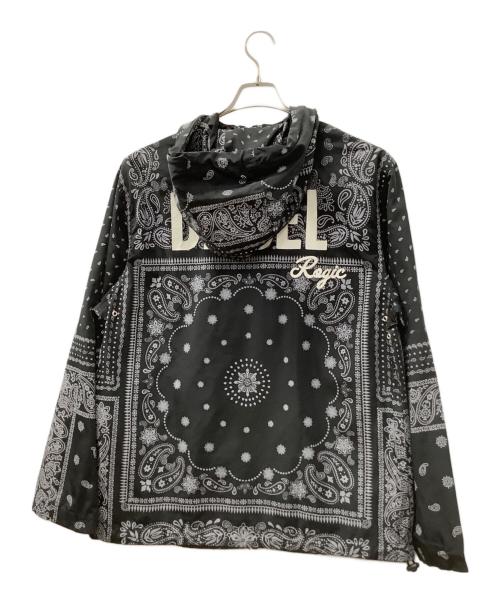 DIESEL（ディーゼル）DIESEL (ディーゼル) ROGIC GR8 (ロジック グレイト) バンダナ柄フーデッドジャケット グレー×ブラック サイズ:Lの古着・服飾アイテム