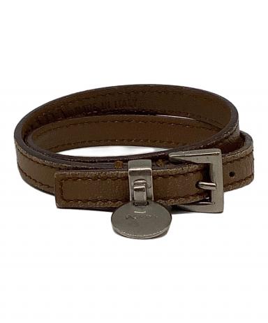中古・古着通販】PRADA (プラダ) レザーブレスレット ブラウン