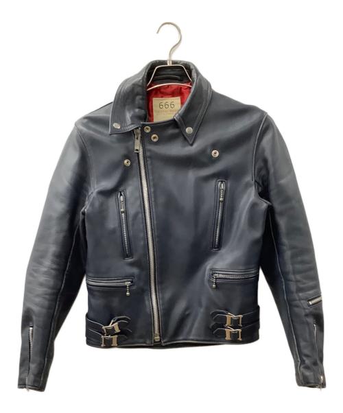 666（666）666 (666) ダブルライダースジャケット ネイビー サイズ:34の古着・服飾アイテム