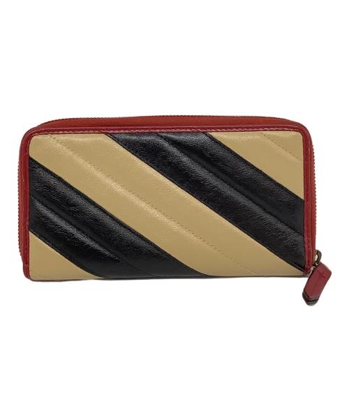 GUCCI（グッチ）GUCCI (グッチ) GGマーモント 長財布 ベージュ×ブラック×レッドの古着・服飾アイテム