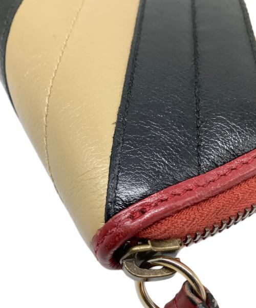 GUCCI（グッチ）GUCCI (グッチ) GGマーモント 長財布 ベージュ×ブラック×レッドの古着・服飾アイテム