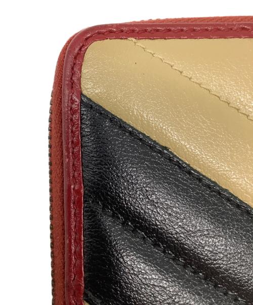 GUCCI（グッチ）GUCCI (グッチ) GGマーモント 長財布 ベージュ×ブラック×レッドの古着・服飾アイテム