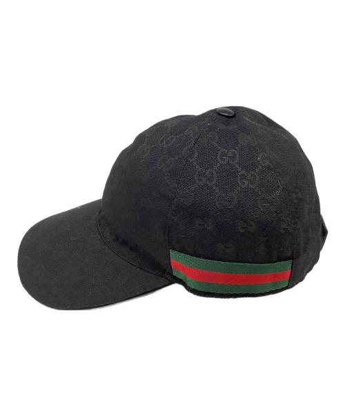 GUCCI（グッチ）GUCCI (グッチ) GGキャンパス ベースボールキャップ ブラック サイズ:M（58cm)の古着・服飾アイテム