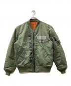 AVIREXアヴィレックス）の古着「リバーシブルMA-1ジャケット」｜グリーン×オレンジ