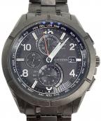 CITIZENシチズン）の古着「アテッサ ブラックチタン ダイレクトフライト エコ・ドライブ電波 腕時計」｜ブラック