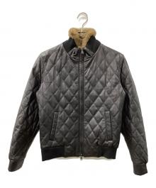 EMMETI（エンメティ）の古着「ファー付きキルティングレザージャケット」｜ブラック