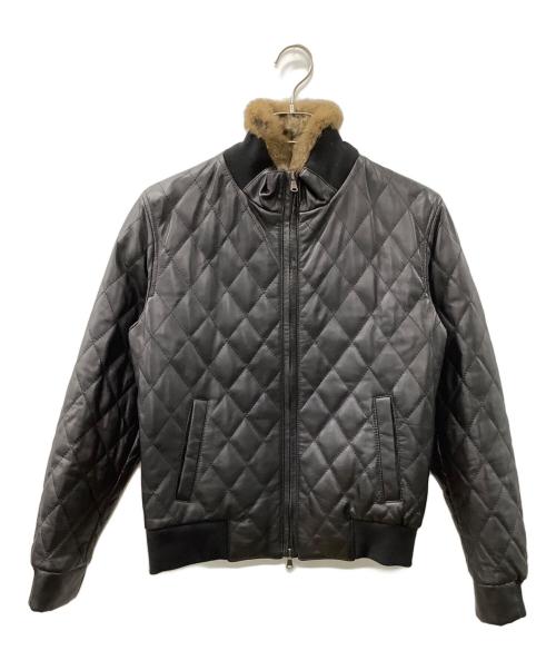 EMMETI（エンメティ）EMMETI (エンメティ) ファー付きキルティングレザージャケット ブラック サイズ:44の古着・服飾アイテム