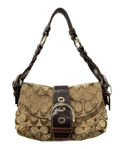 COACH（コーチ）COACH (コーチ) シグネチャー ワンショルダーバッグ ブラウン×ベージュの古着・服飾アイテム