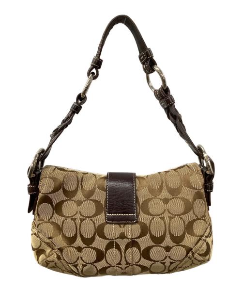 COACH（コーチ）COACH (コーチ) シグネチャー ワンショルダーバッグ ブラウン×ベージュの古着・服飾アイテム