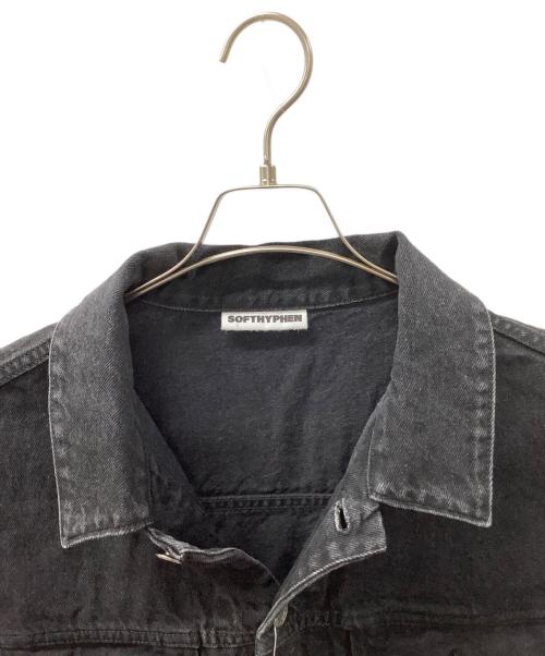 SOFTHYPHEN（ソフトハイフン）SOFTHYPHEN (ソフトハイフン) TUCKED DETAIL DENIM JACKET ブラック サイズ:3 未使用品の古着・服飾アイテム