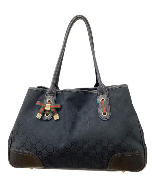 GUCCI（グッチ）GUCCI (グッチ) シェリーラインGGキャンパス　ハンドバッグ ブラックの古着・服飾アイテム