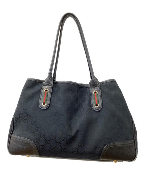 GUCCI（グッチ）GUCCI (グッチ) シェリーラインGGキャンパス　ハンドバッグ ブラックの古着・服飾アイテム