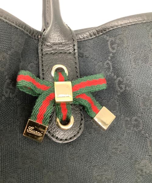 GUCCI（グッチ）GUCCI (グッチ) シェリーラインGGキャンパス　ハンドバッグ ブラックの古着・服飾アイテム