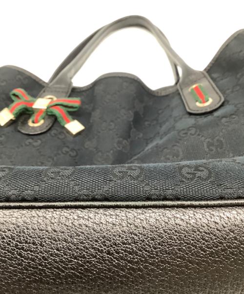 GUCCI（グッチ）GUCCI (グッチ) シェリーラインGGキャンパス　ハンドバッグ ブラックの古着・服飾アイテム