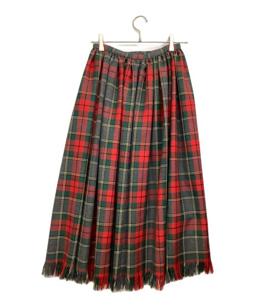 Christian Dior（クリスチャン ディオール）Christian Dior (クリスチャン ディオール) 前開き ロングスカート グリーン×レッド サイズ:36の古着・服飾アイテム