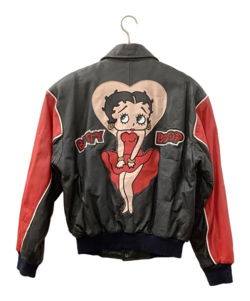 MONTANA TOONS（モンタナトゥーンズ）MONTANA TOONS (モンタナトゥーンズ) レザースタジャン レッド×ブラック サイズ:XSの古着・服飾アイテム