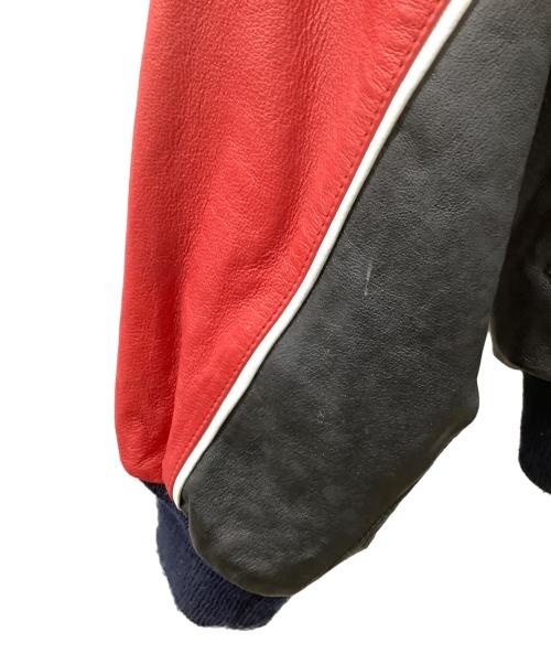 MONTANA TOONS（モンタナトゥーンズ）MONTANA TOONS (モンタナトゥーンズ) レザースタジャン レッド×ブラック サイズ:XSの古着・服飾アイテム