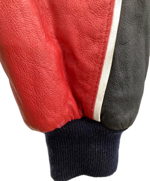 MONTANA TOONS（モンタナトゥーンズ）MONTANA TOONS (モンタナトゥーンズ) レザースタジャン レッド×ブラック サイズ:XSの古着・服飾アイテム