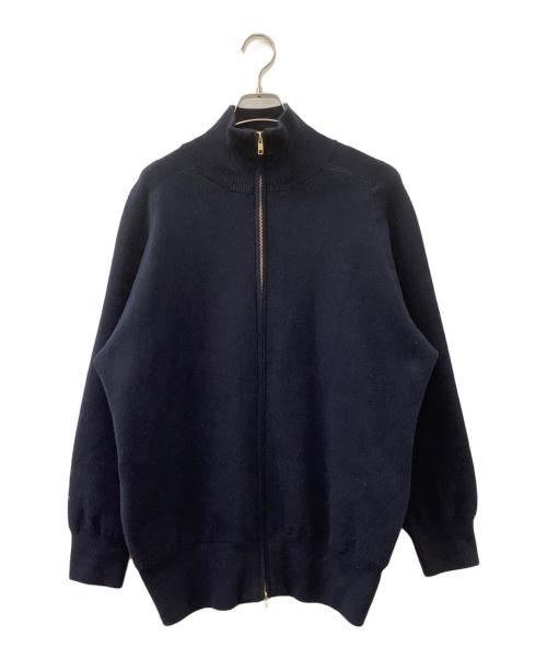 Curensology（カレンソロジー）Curensology (カレンソロジー) ダブルフェイスニットジャケットブルゾン ネイビー サイズ:Fの古着・服飾アイテム