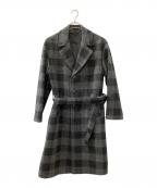 HEVOイーヴォ）の古着「OSTUNI BLOCK CHECK BELTED COAT」｜グレー×ブラック