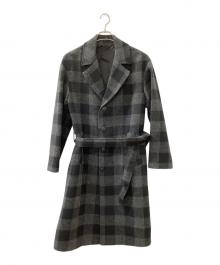 HEVO（イーヴォ）の古着「OSTUNI BLOCK CHECK BELTED COAT」｜グレー×ブラック