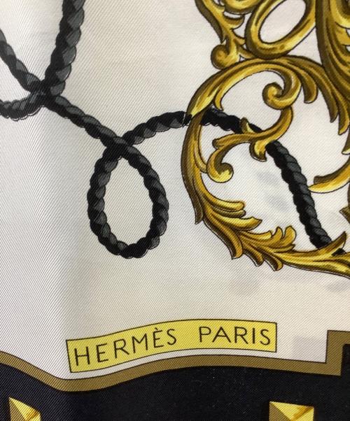 HERMES（エルメス）HERMES (エルメス) カレ90 ネイビー×ホワイトの古着・服飾アイテム