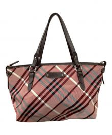 BURBERRY BLUE LABEL（バーバリー ブルー レーベル）の古着「ノバチェック 舟形トートバッグ」｜ピンク
