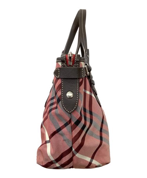 BURBERRY BLUE LABEL（バーバリー ブルー レーベル）BURBERRY BLUE LABEL (バーバリー ブルー レーベル) ノバチェック 舟形トートバッグ ピンクの古着・服飾アイテム