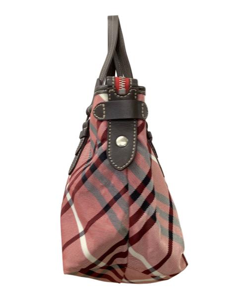 BURBERRY BLUE LABEL（バーバリー ブルー レーベル）BURBERRY BLUE LABEL (バーバリー ブルー レーベル) ノバチェック 舟形トートバッグ ピンクの古着・服飾アイテム