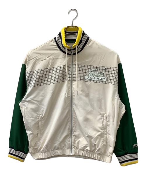 LACOSTE（ラコステ）LACOSTE (ラコステ) ボーダーリブニットネックジップアップジャケット グリーン×ベージュ サイズ:FR52  US M/Lの古着・服飾アイテム