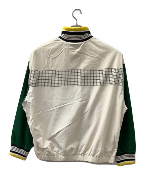 LACOSTE（ラコステ）LACOSTE (ラコステ) ボーダーリブニットネックジップアップジャケット グリーン×ベージュ サイズ:FR52  US M/Lの古着・服飾アイテム